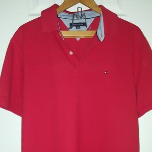 Men's Red Tommy Hilfiger Slim Fit Polo Shirt in XL